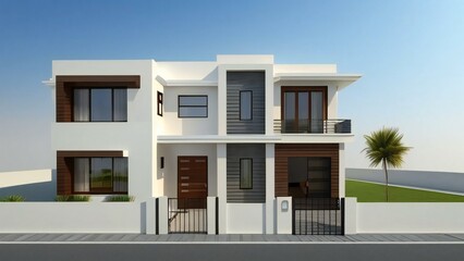 Fototapeta na wymiar 3d render of a modern house on white background, Concept for real estate or property