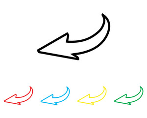 Curved arrow icon vector. Arrow pointer icon sign symbol in trendy flat style. Set elements in colored icons. Arrow left vector icon illustration isolated on white background