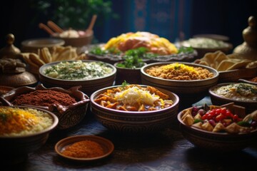 Obraz premium Close up on appetizing ramadan meal