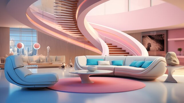 3D_rendering_of_a_futuristic_living_room_with_a_sofa_ ai generative images