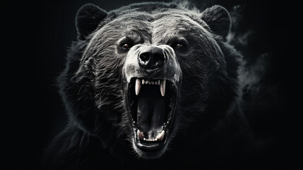 Close-up of an angry bears face
