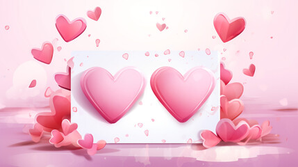 3d geometry beautiful heart. Illustration. valentine background with 3d hearts. Valentine's day design. valentine day concept. Romantic background. For creative banners and web posters.
