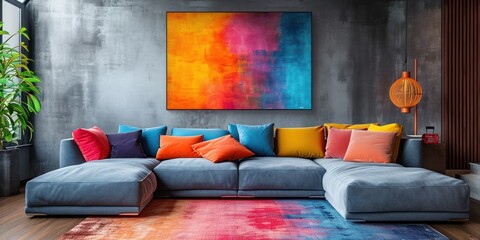 Idea for a happy vibe living room. Generative Ai.