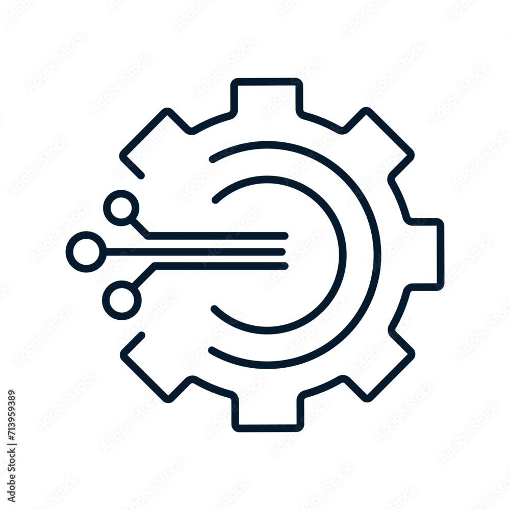 Poster the concept of collecting and processing multi-channel information. vector linear icon isolated on w