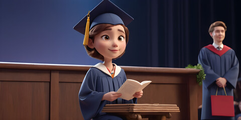 cartoon characters dressed in graduation attire