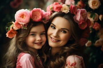 happy mother and daughter celebrating mothers day 