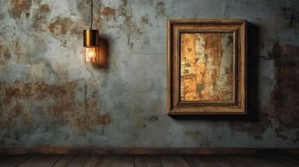 Chronicles of Nostalgia: A Captivating Exhibition of Vintage Empty Photo Frames Adorning the Wall with Grunge Effect, Conjuring Sentiments of Bygone Eras, Crafting an Artistic Tapestry of Enduring 