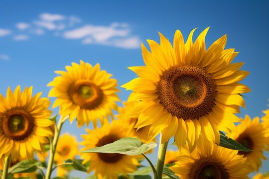 sunflower field with blue sky