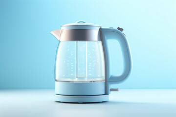 Fototapeta premium Electric kettle on blue background