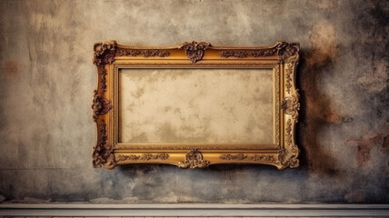 Time-Weathered Reverie: A Symphony of Vintage Empty Photo Frames Hanging on Wall with Grunge Effect, Conjuring Nostalgia and Aged Elegance, Transforming Spaces into an Artistic Collage of Enduring 