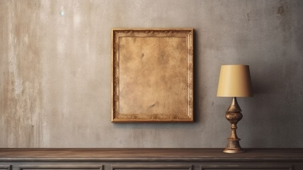 Harmony of Memories: A Gallery of Vintage Empty Photo Frames Hanging on Wall with Grunge Effect, Conjuring Nostalgia and Aged Elegance, Transforming Spaces into an Artistic Sanctuary of Timeless 