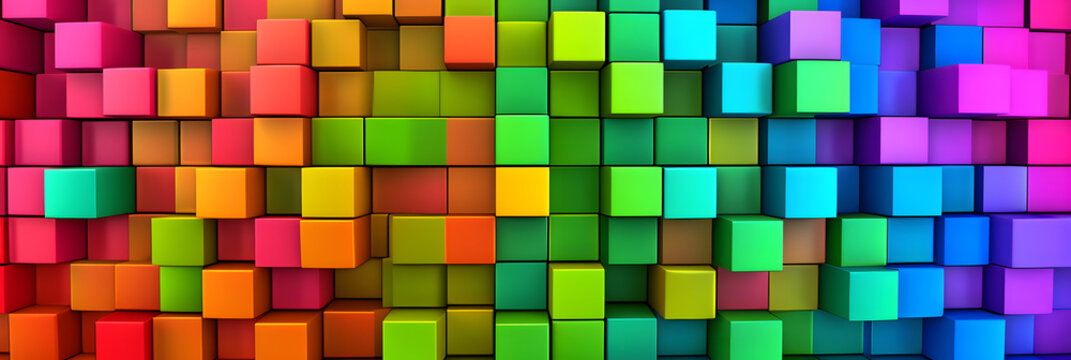 Rainbow of colorful blocks abstract background - 3d render © john