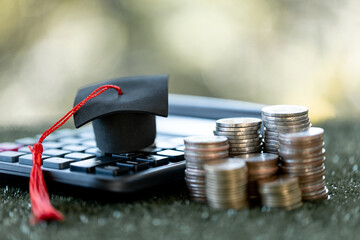 Planning student loan for studying abroad for college or university degree. concept for education...