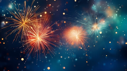 Fototapeta premium Fireworks background for celebration, holiday celebration concept