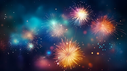 Fototapeta premium Fireworks background for celebration, holiday celebration concept