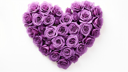 Valentines card with a heart lined with purple roses