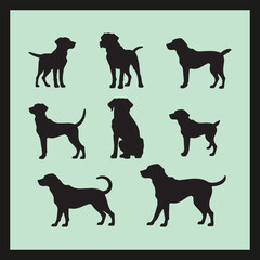 Coco dog set silhouette Clipart on a hex color background