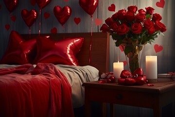red rose in bedroom
