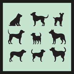 Coco dog set silhouette Clipart on a hex color background