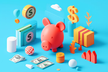 finance illustration 3d minimalistic