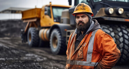 Portrait of a middle-aged man working on a construction site