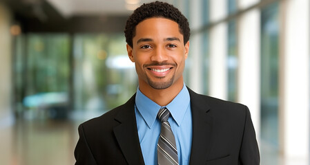 Portrait of a handsome young african american businessman at office