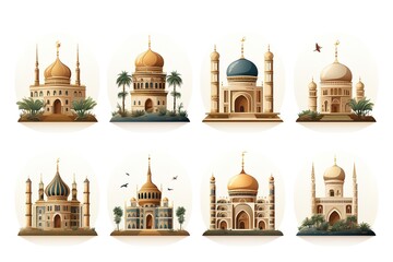 Obraz premium Mosque Painting Design Mosque Illustration Design Islamic Background Hand drawn Watercolor Artwork.