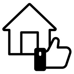 House icon and hand with thumb