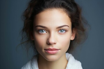 Portrait of a beautiful young woman with clean skin and natural make-up