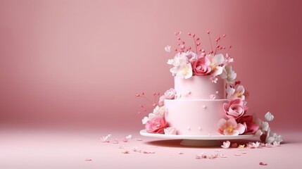 Cake and Flowers Vintage Wallpaper, generative ai