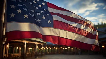 Fotobehang american flag in the wind © Muhammad