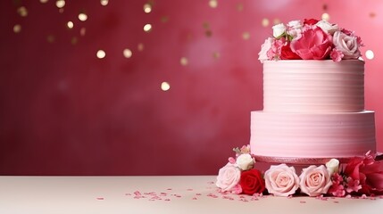 Cake and Flowers Abstract Wallpaper, generative ai