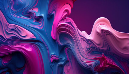 abstract background, abstract fractal background,  Swirls of colorful paint liquid mixing background texture in pink and blue Ai generated image