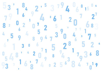 Number in blue color. Crowded numbers pattern big data information. Falling, Financial Figures, Algebra, Numbers background. Stock illustration.