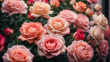 Naklejka premium Close-Up of Roses Blooming Romantic love valentine's background