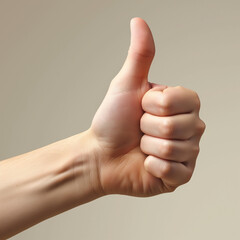 Close-up of a hand giving a thumbs up, positive gesture