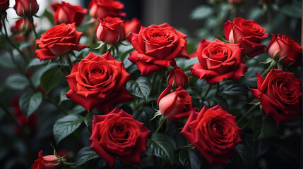 Close-Up of red Roses Blooming Romantic love valentine's background