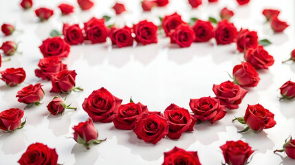 red heart Made of Red Roses Isolated white background