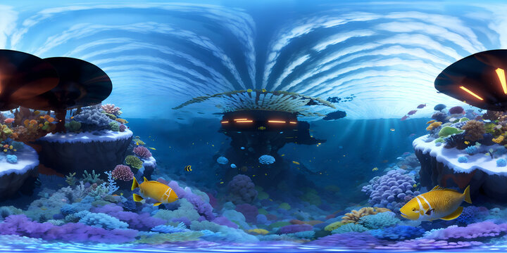 underwater 360. panorama skybox view 
