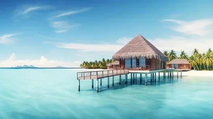 Fototapete Bora Bora, Französisch-Polynesien Tropical minimalistic mockup. Luxury panoramic vie