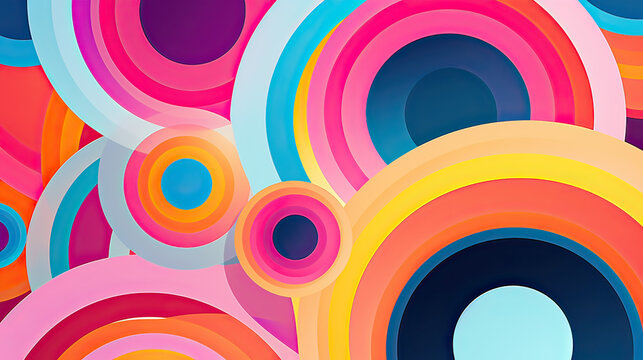 Abstract background with concentric circles and bold hues, inspiration from the op art movement of the 1960s to create a visually mesmerizing and dynamic composition Ai Generative