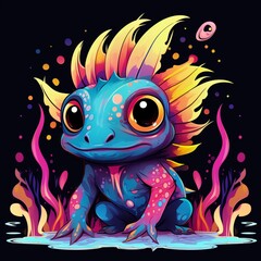 Obraz premium Childrens Cartoon illustration of a knitting fema AI Generated pictures