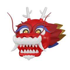 Fototapeta premium Chinese Dragon Head 3D Icon. A 3D icon showcasing the head of a Chinese dragon, a cultural symbol of power and good fortune in Asian traditions.