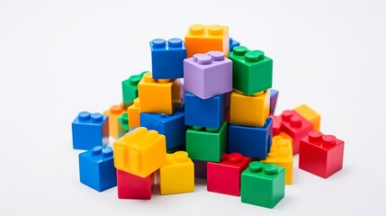 Pile of colorful lego building blocks