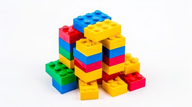 Pile of colorful lego building blocks