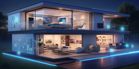 
Smart Homes,  smart home concept formed by interlocking digits highlighting the integration of advanced