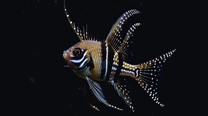 Banggai Cardinalfish in the solid black background
