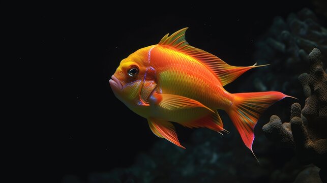 Anthias in the solid black background
