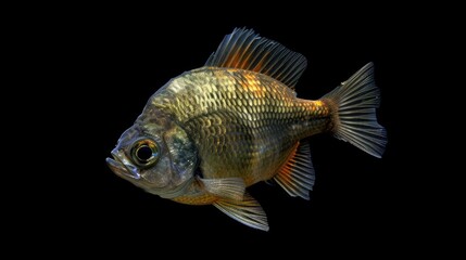 Bluegill in the solid black background