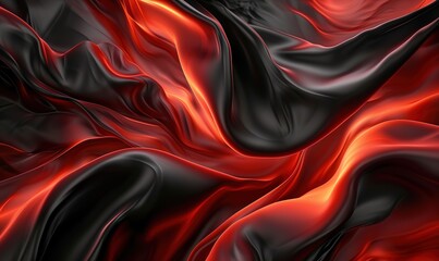 Obraz premium Red and black fluid abstract resembling silk with fiery highlights